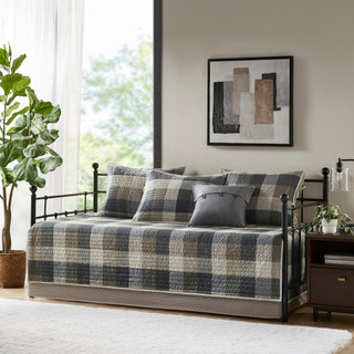 Thumbnail 1: Madison Park Ridge 6 Pc Reversible Plaid Daybed Cover Set 