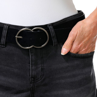 Thumbnail 3: Dollhouse Junior's Belted Double Loop Rolled Cuff Shorts 