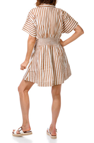 Thumbnail 3: JAPNA Junior's Short Sleeve Striped Button Down Dress 