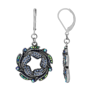 Thumbnail 1: 1928 Jewelry Silver OX Art Nouveau Style Multi AB Glass Stone Earrings 