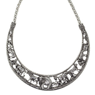 Thumbnail 1: 1928 Jewelry Silver Tone Elephant Collar Necklace 