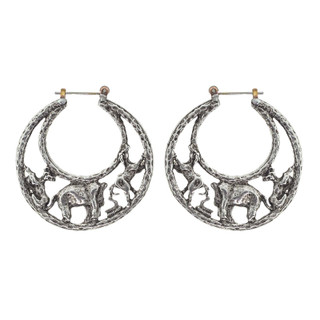 Thumbnail 1: 1928 Jewelry Silver Tone Elephant Hoop Earrings 