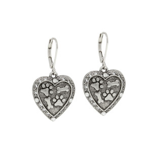 Thumbnail 1: 1928 Jewelry Silver Tone Heart Paw and Bones Drop Earrings 