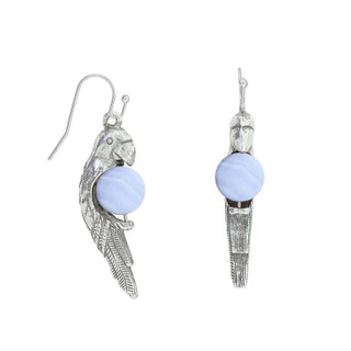 Thumbnail 1: 1928 Jewelry Pewter Parrot Semi Precious Earrings 
