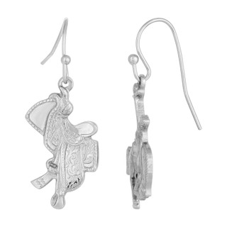 Thumbnail 1: 1928 Jewelry Silver Tone Horse and Saddle Earrings 