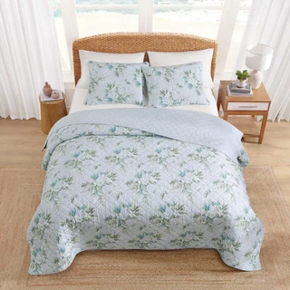 Thumbnail 18: TOMMY BAHAMA Floral Enchantment Textured Cotton Quilt Set 