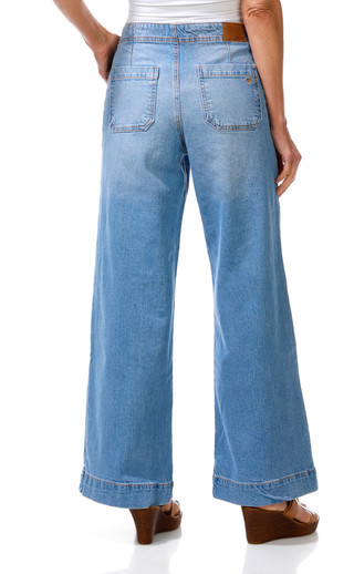 Thumbnail 2: ROXY Junior's Wandering Shores Button Front Wide Leg Jeans 