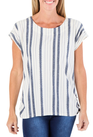 Thumbnail 1: Cure. Women's Short Sleeve Ruched Side Top 