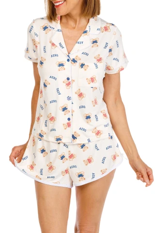 Thumbnail 1: Aeropostale Juniors 2 Pc Americana Bear Pajama Shorts Set 