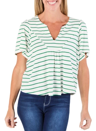 Thumbnail 1: BOBEAU Women's Short Sleeve Swing Amalfi Top 