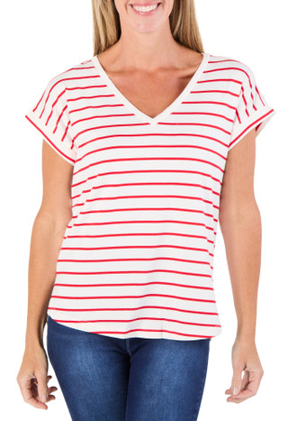 Thumbnail 1: BOBEAU Women's Short Sleeve V-Neck Top 