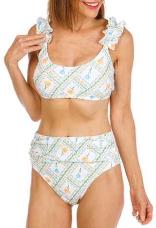 Thumbnail 1: Draper James Women's 2 Pc Floral Tile Bikini Set 