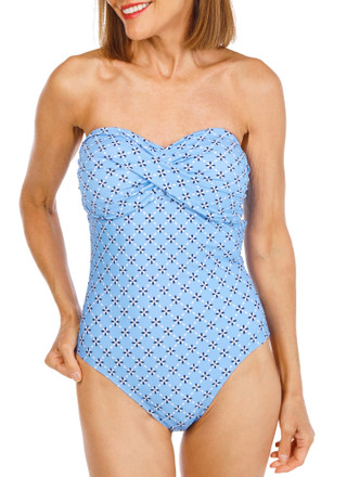 Thumbnail 1: Draper James Women's One Piece Tile Bandeau Swimsuit 