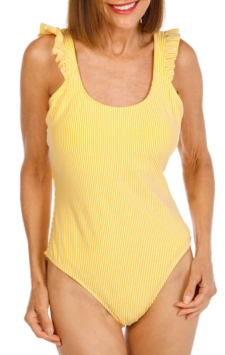 Thumbnail 1: Draper James Women's Seersucker Ruffle Sleeve One Piece Swimsuit 