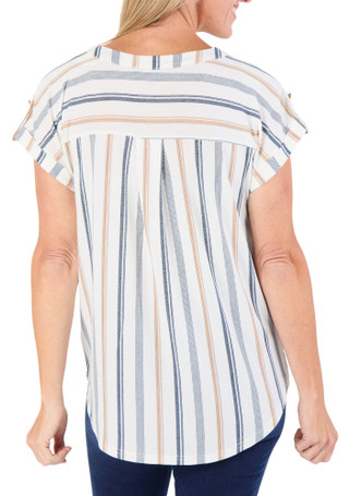 Thumbnail 2: Fifty Street Women's Short Sleeve Striped Top 