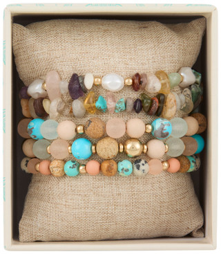 Thumbnail 1: Nicole Miller 5 Pk Mixed Stone & Bead Stretch Bracelets 