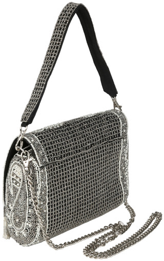 Thumbnail 2: America & Beyond Smoked Pearl Hand Beaded Shoulder Handbag 