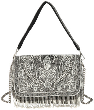 Thumbnail 1: America & Beyond Smoked Pearl Hand Beaded Shoulder Handbag 