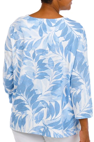 Thumbnail 2: Alfred Dunner Plus 3Q Sleeve Monotone Leaf Print Top 