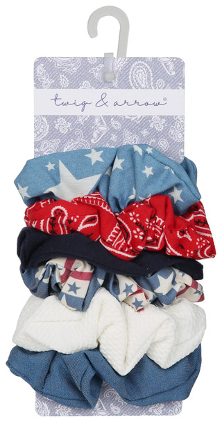 Thumbnail 1: TWIG & ARROW 6 Pk Americana Scrunchies  