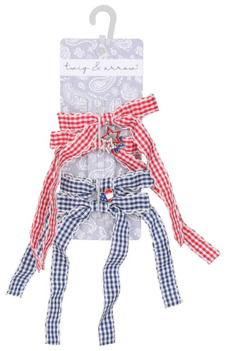 Thumbnail 1: TWIG & ARROW 4 Pk Gingham Ribbon Hair Clips 