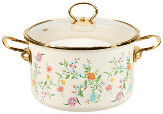 Thumbnail 1: Alta 3.80 qt Enamel Stock Pot with Glass Lid 