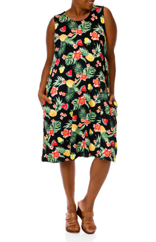 Thumbnail 1: HARLOW & ROSE Women's Plus Sleeveless Swing Dress 