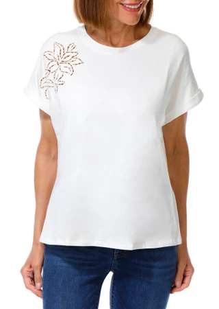 Thumbnail 1: Exclusive One Women's Short Sleeve Laser Cut Top 