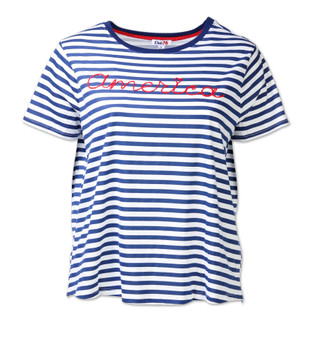 Thumbnail 1: Club 76 Women's Plus Embroidered Americana Striped Top 