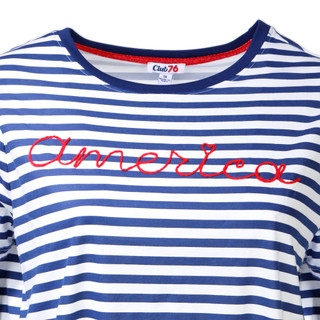Thumbnail 2: Club 76 Women's Plus Embroidered Americana Striped Top 