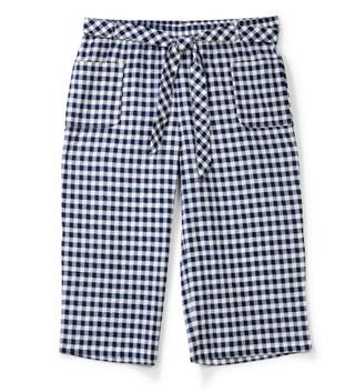 Thumbnail 1: Kate Park Women's Plus Gingham Crop Pants with Tie Belt 