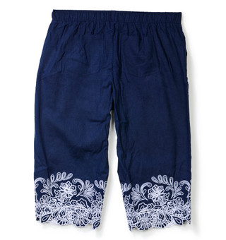 Thumbnail 3: Kate Park Women's Plus Embroidered Comfort Stretch Crop Pants 