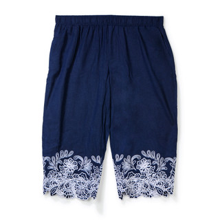 Thumbnail 1: Kate Park Women's Plus Embroidered Comfort Stretch Crop Pants 