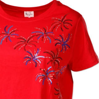 Thumbnail 3: REMI JAMES Women's Plus Americana Sequined Fireworks Tee 