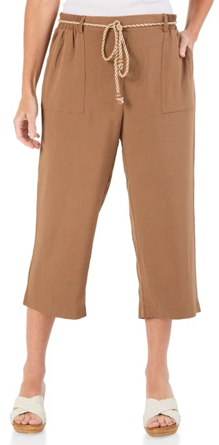 Thumbnail 1: Soho Women's Petite Cropped Rope Belt Pants 
