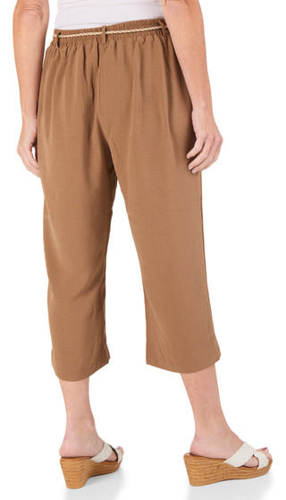Thumbnail 2: Soho Women's Petite Cropped Rope Belt Pants 