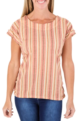 Thumbnail 1: Cure. Women's Short Sleeve Side Ruched Top 