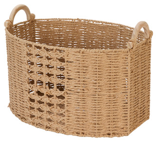 Thumbnail 1: 18.5x14.5x11 Woven Basket w/ Handles 
