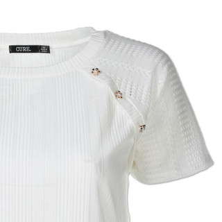 Thumbnail 2: Cure Women's Plus Ribbed Button Shoulder Top 