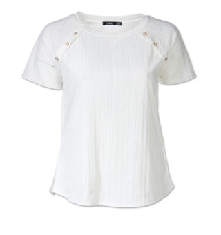Thumbnail 1: Cure Women's Plus Ribbed Button Shoulder Top 