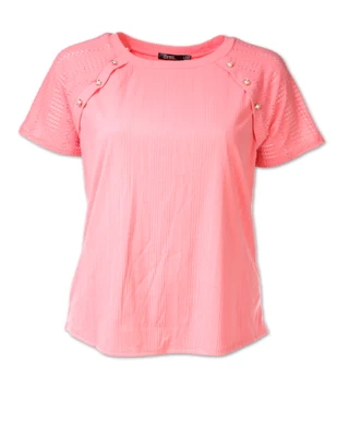 Thumbnail 1: Cure Women's Plus Ribbed Button Shoulder Top 