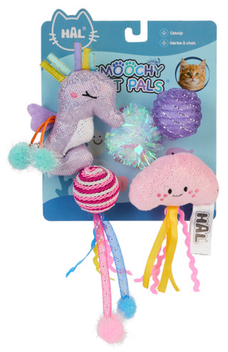 Thumbnail 1: Hal 5 Pk Aquatic Smoochy Pet Pals Cat Toys 