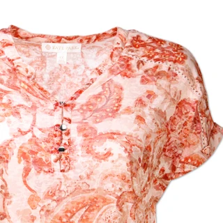 Thumbnail 3: Kate Park Women's Plus Paisley Crochet Detail Cuff Sleeve Top 