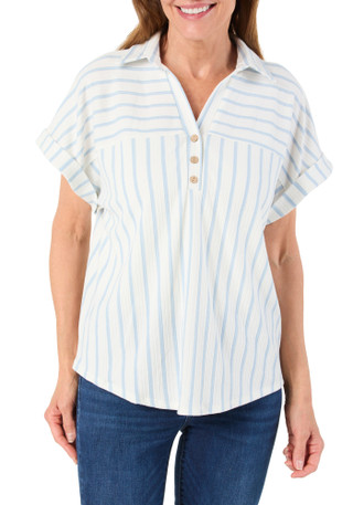 Thumbnail 1: Cure Apparel Women's Stripe Print Top  