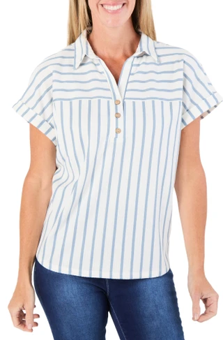 Thumbnail 2: Cure Apparel Women's Stripe Print Top  