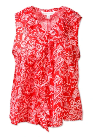 Thumbnail 1: Kate Park Women's Plus Ruffled Button Down Voile Top 