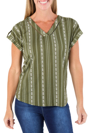 Thumbnail 1: Fifty Street Women's Short Sleeve Print Top 