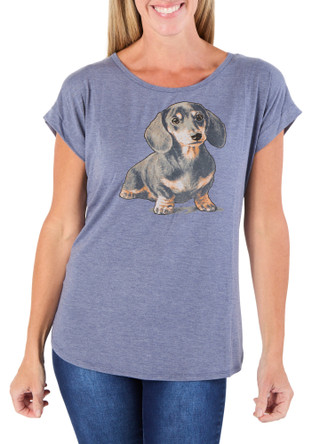 Thumbnail 1: Tru Self Women's Short Sleeve Dachshund Garphic Top 