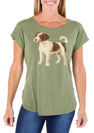 Thumbnail 1: Tru Self Women's Short Sleeve Dog Graphic Top 