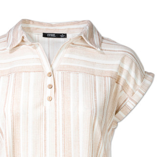 Thumbnail 3: Cure Women's Plus Ribbed Collared Striped Top 